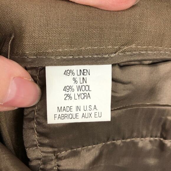 THEORY Tan Linen Wool Wide Leg Emory Trouser Pants Relaxed fit Size 4 - Picture 13 of 15